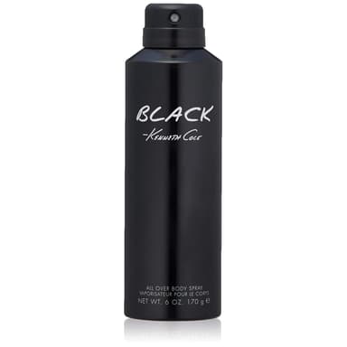 Kenneth Cole Black All Over Body Spray for Men, Aromatic Woody Fragrance, Notes of Watermint, Mandarin, Cedar, and Musk, Long-Lasting Cologne, 6.0 Fl. Oz